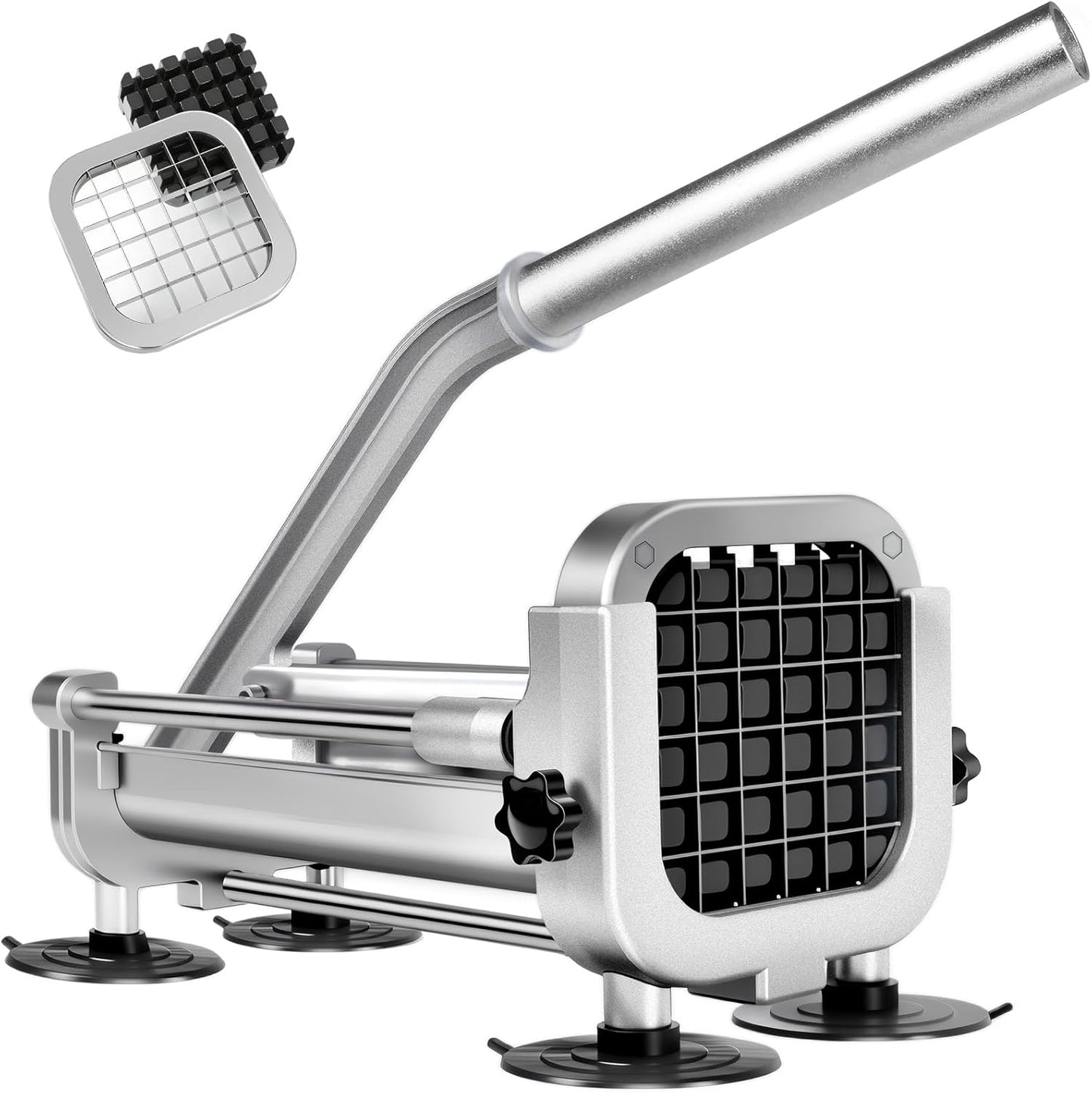French Fry Cutter, Heavy Duty Potato Slicer Cutter, | Set with 1/2 In & 3/8 In Blades for Carrot, Yam, Cucumbers.