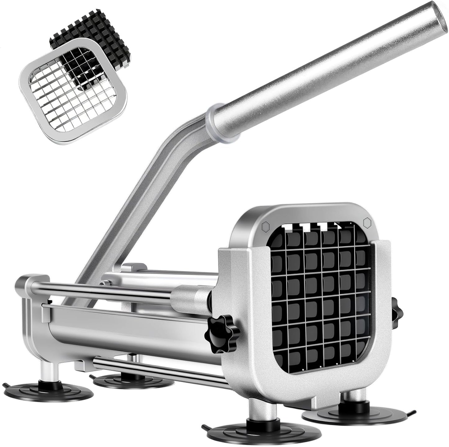 French Fry Cutter, Heavy Duty Potato Slicer Cutter, | Set with 1/2 In & 3/8 In Blades for Carrot, Yam, Cucumbers.