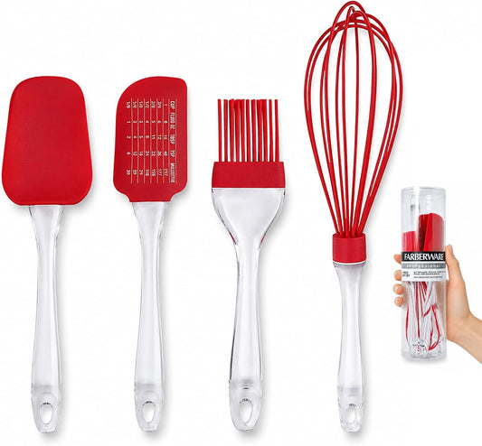– 4-Piece Utensil Set – Red, Set of 4