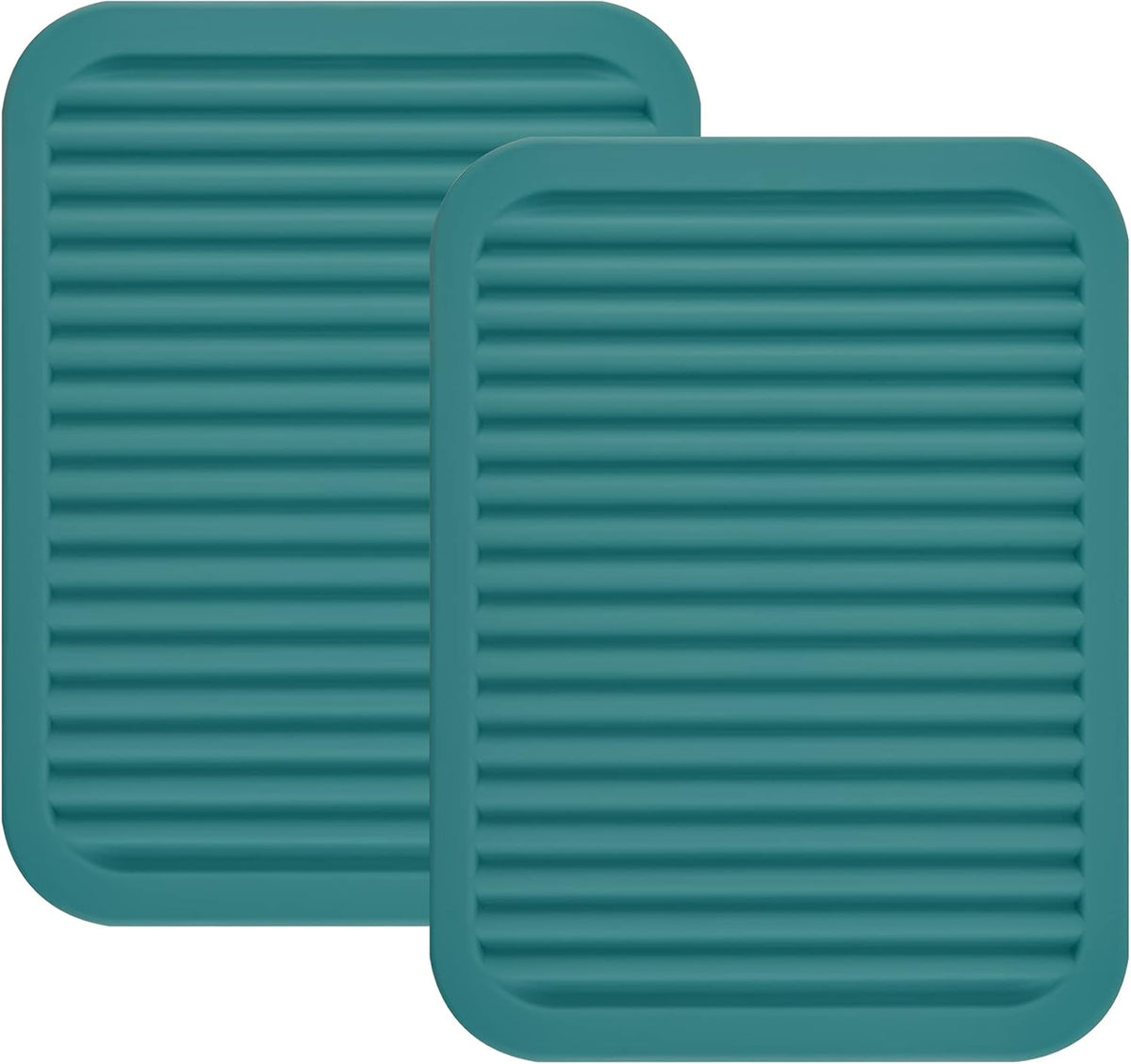 Silicone Trivets Mats for Hot Dishes and Hot Pots, Hot Pads for Countertops, Tables, Pot Holders, Spoon Rest Small Drying Mats Set of 2 Many Colors for Your Choose (Teal)