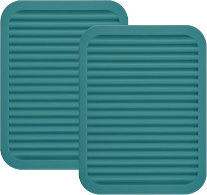 Silicone Trivets Mats for Hot Dishes and Hot Pots, Hot Pads for Countertops, Tables, Pot Holders, Spoon Rest Small Drying Mats Set of 2 Many Colors for Your Choose (Teal)