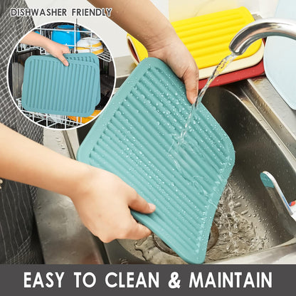 Silicone Trivets Mats for Hot Dishes and Hot Pots, Hot Pads for Countertops, Tables, Pot Holders, Spoon Rest Small Drying Mats Set of 2 Many Colors for Your Choose (Teal)