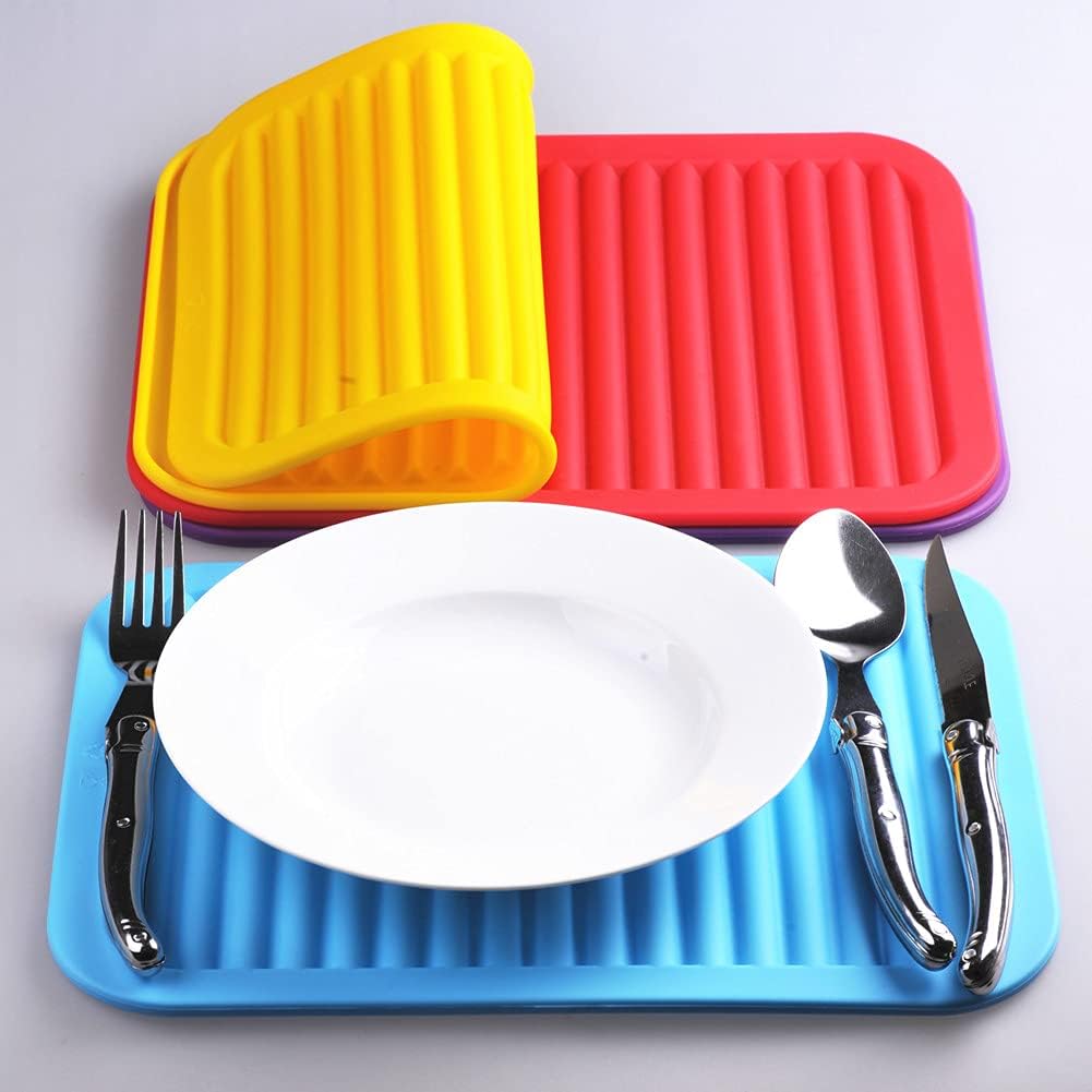Silicone Trivets Mats for Hot Dishes and Hot Pots, Hot Pads for Countertops, Tables, Pot Holders, Spoon Rest Small Drying Mats Set of 2 Many Colors for Your Choose (Teal)