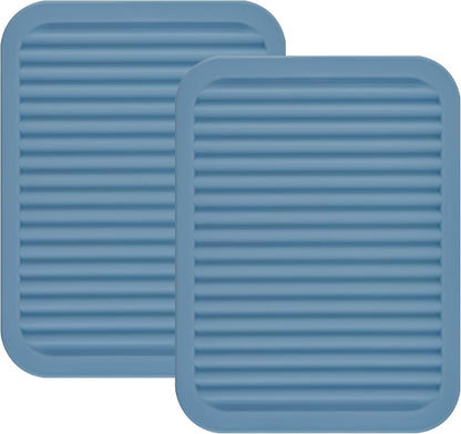 Silicone Trivets Mats for Hot Dishes and Hot Pots, Hot Pads for Countertops, Tables, Pot Holders, Spoon Rest Small Drying Mats Set of 2 Many Colors for Your Choose (Teal)