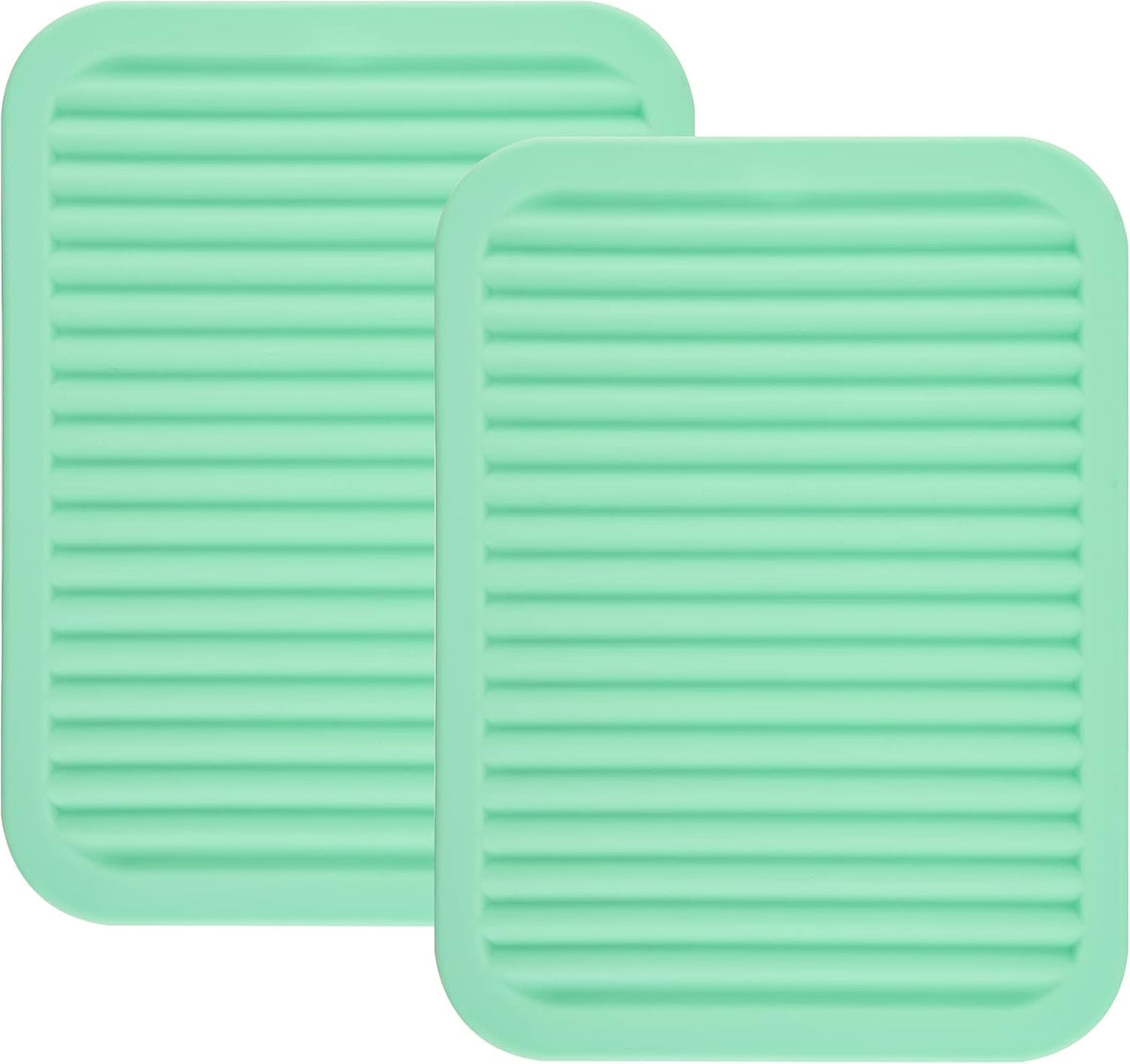 Silicone Trivets Mats for Hot Dishes and Hot Pots, Hot Pads for Countertops, Tables, Pot Holders, Spoon Rest Small Drying Mats Set of 2 Many Colors for Your Choose (Teal)