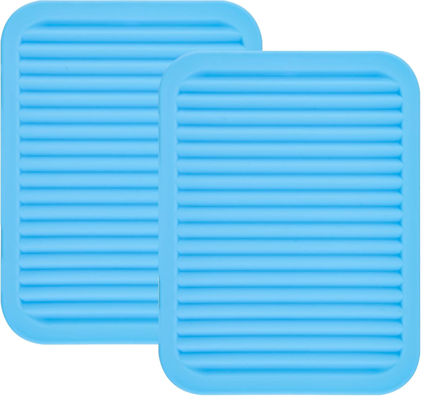 Silicone Trivets Mats for Hot Dishes and Hot Pots, Hot Pads for Countertops, Tables, Pot Holders, Spoon Rest Small Drying Mats Set of 2 Many Colors for Your Choose (Teal)