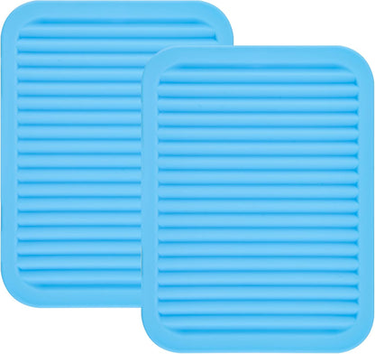 Silicone Trivets Mats for Hot Dishes and Hot Pots, Hot Pads for Countertops, Tables, Pot Holders, Spoon Rest Small Drying Mats Set of 2 Many Colors for Your Choose (Teal)