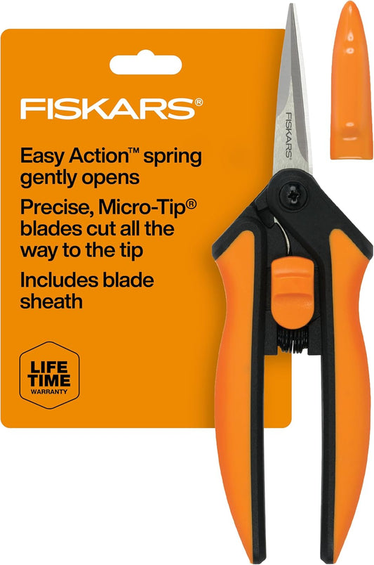 6" Steel Micro-Tip Pruning Scissors, Garden Snips for Small Plants