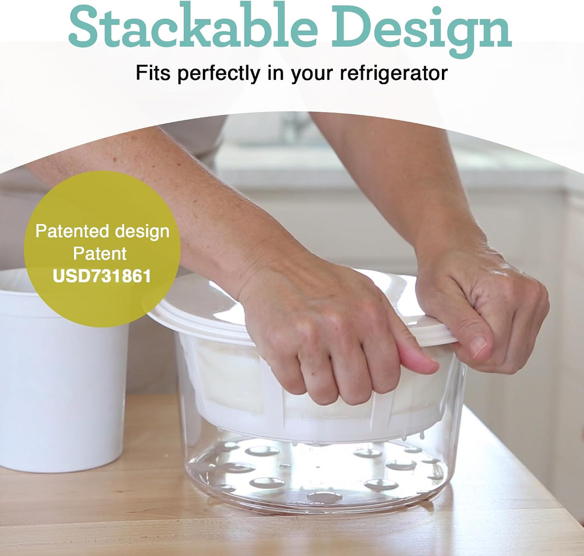 GY50 Greek Yogurt Maker with Ultra Fine Mesh Strainer Basket, BPA Free, Patented Greek Yogurt Strainer for Homemade Greek Yogurt (White)