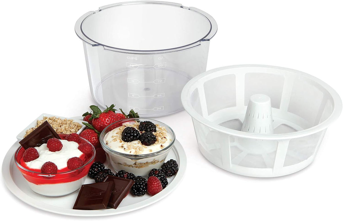 GY50 Greek Yogurt Maker with Ultra Fine Mesh Strainer Basket, BPA Free, Patented Greek Yogurt Strainer for Homemade Greek Yogurt (White)