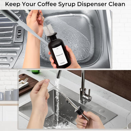 3PCS Olive Oil Dispenser Bottle For Kitchen, Soy Sauce Dispenser, Glass Oil and Vinegar Dispenser Set W. Wooden Tray & Labels & 3 Replacement Spouts, Coffee Syrup Dispenser(Clear)