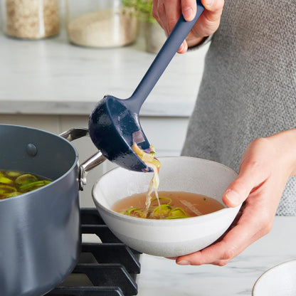 Silicone 3 Piece Cooking Utensil Set, Fish Turner, Mixing Spatula, Solid Spoon, Flexible Nonstick Kitchen Tools Rigid Steel Core, Heat-Resistant Anti-Slip Handle BPA-Free Dishwasher Safe Blue