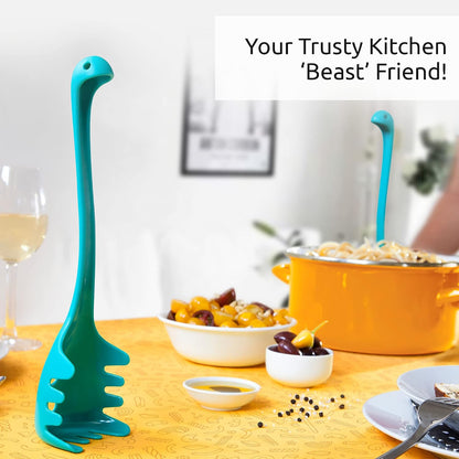 Papa Nessie Pasta Server, Spaghetti Spoon - Food Grade & BPA Free Pasta Spoon Server - Dishwasher Safe & Heat Resistant Spaghetti Server, Pasta Fork 11.22x3.35x2.17 in
