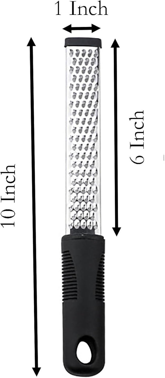 Cheese Grater, 10 Inch x 1 Inch Stainless Steel Vegetables Zester with Rubber Handle for Vegetables, Cheese, Fruits and Lemon (25cm)