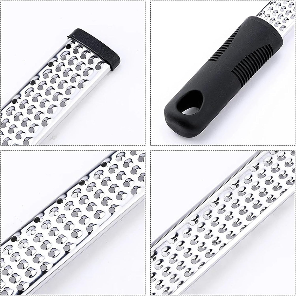 Cheese Grater, 10 Inch x 1 Inch Stainless Steel Vegetables Zester with Rubber Handle for Vegetables, Cheese, Fruits and Lemon (25cm)