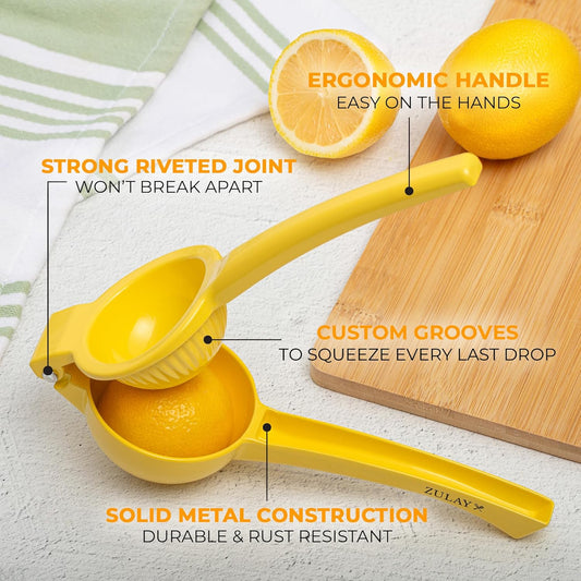 Metal Lemon Squeezer - Handheld Lemon Juicer Squeezer - Easy to Use Citrus Juicer - Manual Press for Extracting the Most Juice Possible - Extracts Every Last Drop
