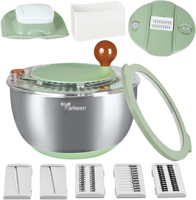 Stainless Steel Salad Spinner with Storage Lid, 5.3Qt