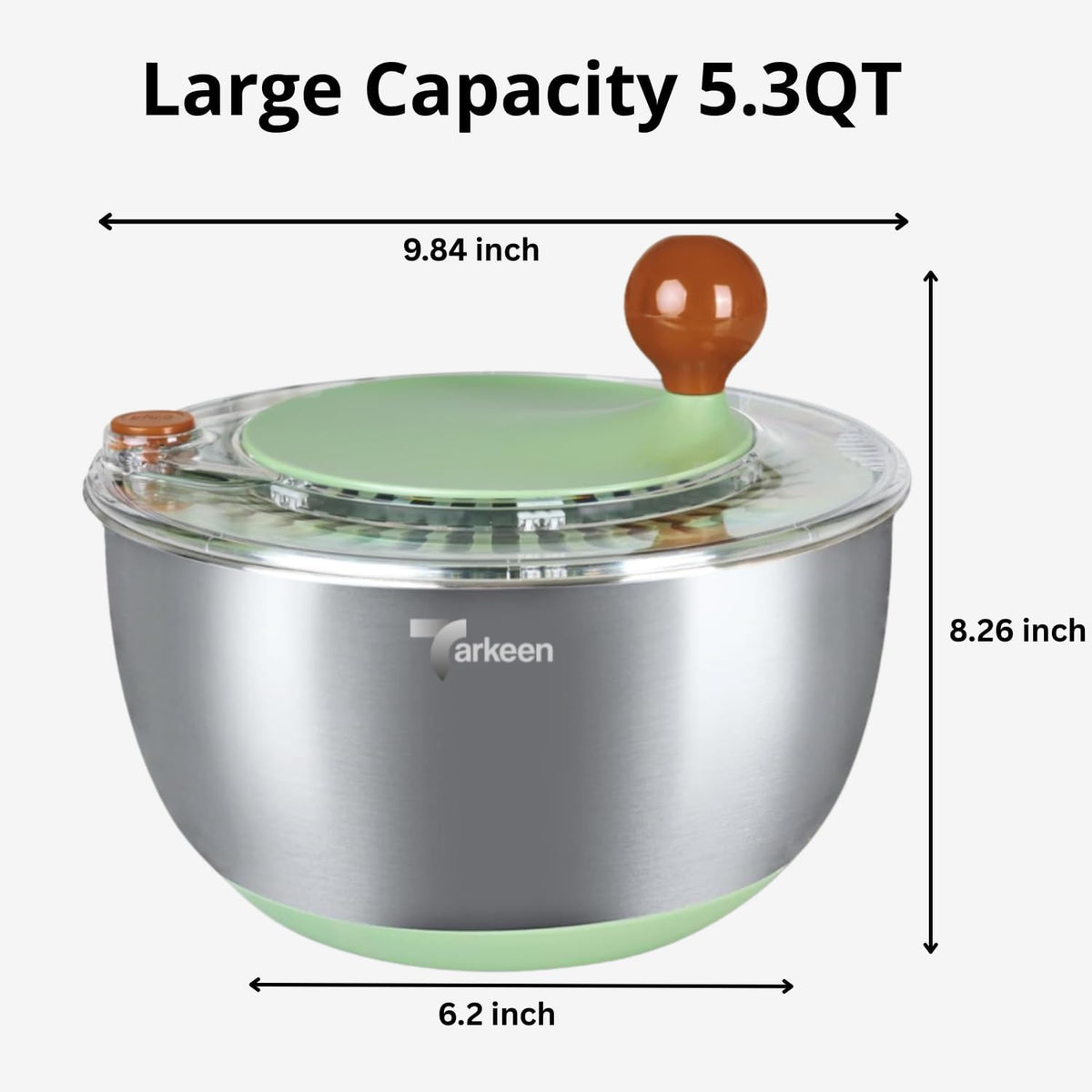Stainless Steel Salad Spinner with Storage Lid, 5.3Qt