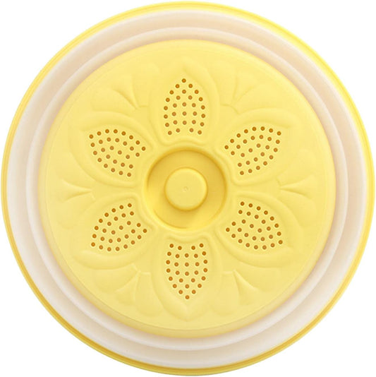 Microwave Splatter Cover, Collapsible Microwave Plate Cover Vented for Food Splatter Guard Fruit Drainer Basket Colander Kitchen Gadget (Yellow)