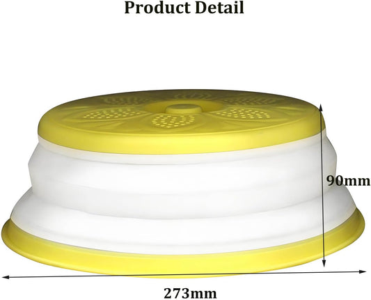 Microwave Splatter Cover, Collapsible Microwave Plate Cover Vented for Food Splatter Guard Fruit Drainer Basket Colander Kitchen Gadget (Yellow)