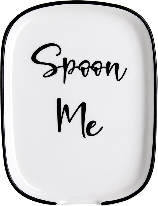 Ceramic Spoon Rest for Stove Top, Large Spoon Holder for Kitchen Counter, White Coffee Spoon Rest, Heat-Resistant Cooking Utensil Rest, Modern Farmhouse Kitchen Décor