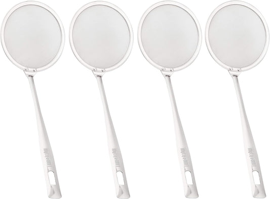 Fine Mesh Strainer, 4 Pack Stainless Steel Skimmer Spoon for Hot Pot Foam and Grease