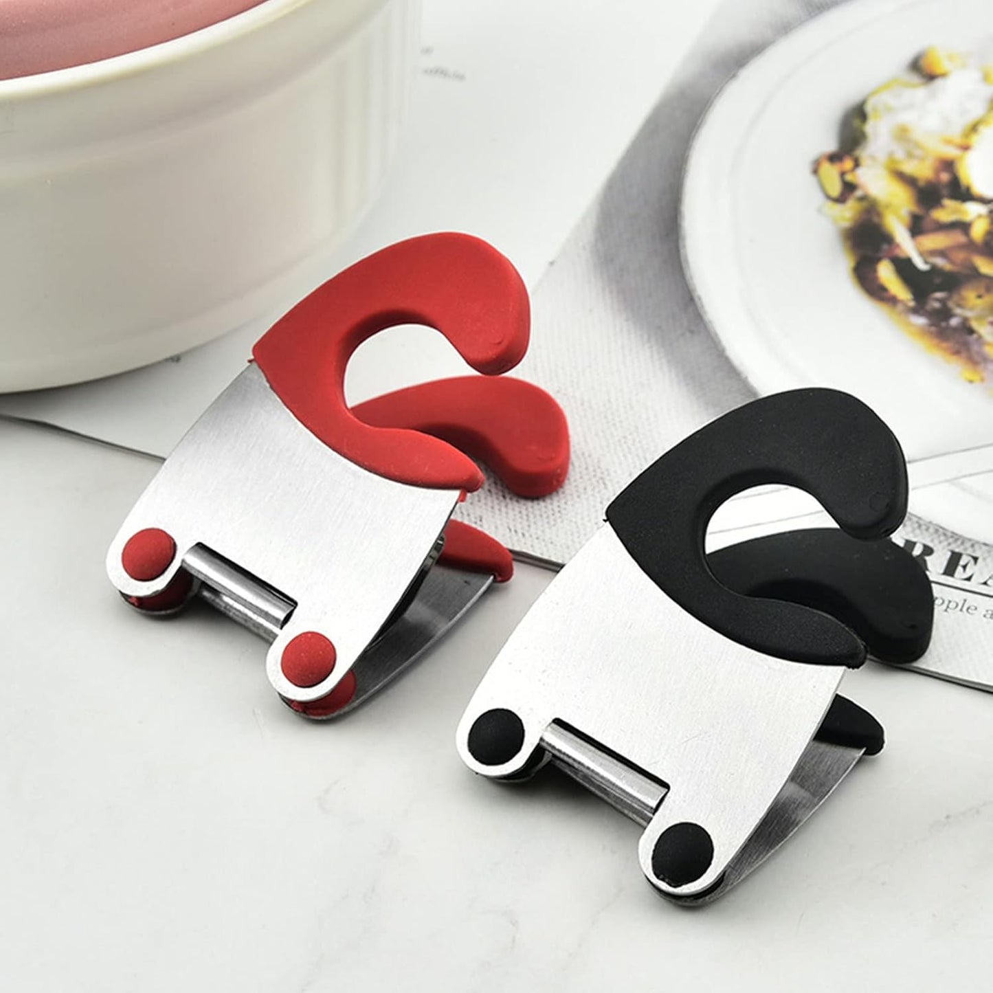 Pot Clips Stainless Steel Pot Holders Anti-Scald Grip Pot Fixed Clamp Kitchen Accessories 2 Colors Choose for Spoon Rest
