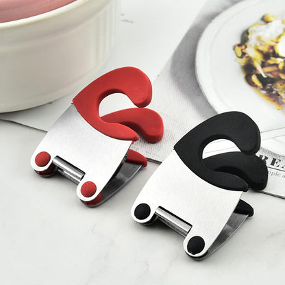 Pot Clips Stainless Steel Pot Holders Anti-Scald Grip Pot Fixed Clamp Kitchen Accessories 2 Colors Choose for Spoon Rest