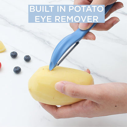 Social Chef 2-Piece Vegetable Peeler Set- Set of 2 Stainless Steel Blade Vegetable Peelers Set - Y Peeler and Swivel Peeler for Peeling Potatoes, Vegetables and Fruits (Navy)