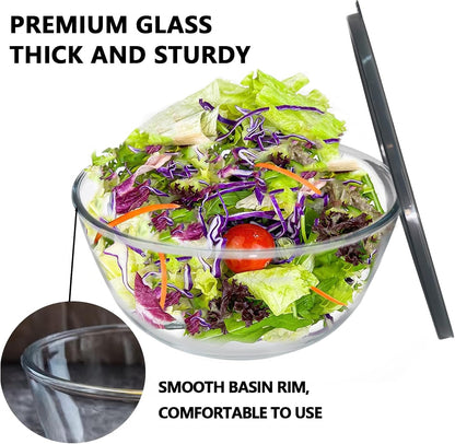 5 Quart Deep Big Glass Bowl with Lid,10 Inch Large Glass Mixing Bowl for Sourdough Bread Kitchen Salad Bread Storage, For Prepping, Marinating & Brining Kimch (clear)