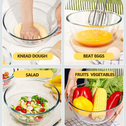 5 Quart Deep Big Glass Bowl with Lid,10 Inch Large Glass Mixing Bowl for Sourdough Bread Kitchen Salad Bread Storage, For Prepping, Marinating & Brining Kimch (clear)