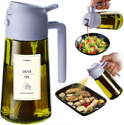 Original 16oz/470ml Olive Oil Dispenser Bottle for Kitchen Gadgets and Air Fryer Accessories - Olive Oil Sprayer for Cooking w/Stickers - Black
