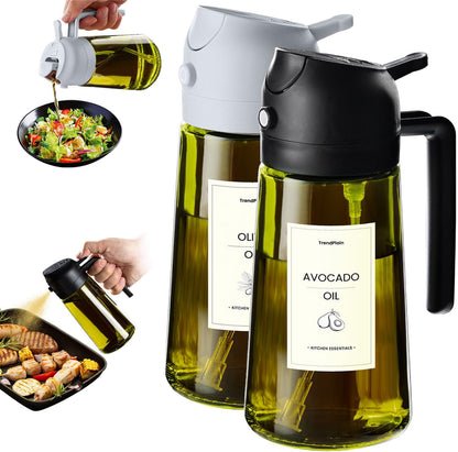 Original 16oz/470ml Olive Oil Dispenser Bottle for Kitchen Gadgets and Air Fryer Accessories - Olive Oil Sprayer for Cooking w/Stickers - Black