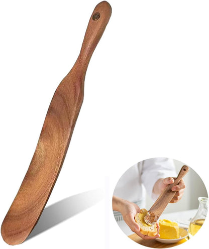 Wooden Spurtle Spatula for Sourdough Starter, Dough & Bread Mixing | Perfect for sourdough starter, mixing, reaching jar bottom. Nonstick safe. Durable wooden tool.