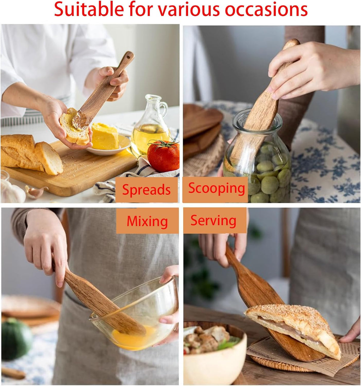 Wooden Spurtle Spatula for Sourdough Starter, Dough & Bread Mixing | Perfect for sourdough starter, mixing, reaching jar bottom. Nonstick safe. Durable wooden tool.