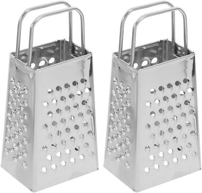 Mini Cheese Grater Set of 2 4-Sided Stainless Steel Box Grater for Cheese Vegetables Carrots Potatoes Handheld Shredder for Kitchen Compact 3.14 X 1.49 X 1.18 in
