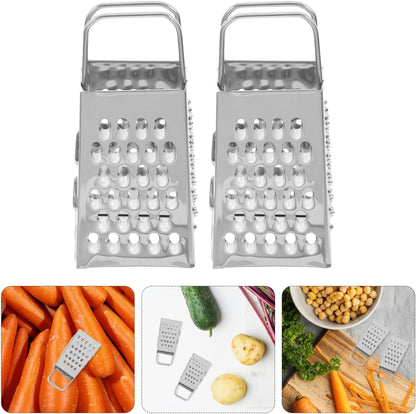 Mini Cheese Grater Set of 2 4-Sided Stainless Steel Box Grater for Cheese Vegetables Carrots Potatoes Handheld Shredder for Kitchen Compact 3.14 X 1.49 X 1.18 in