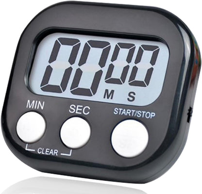 Small Digital Timer for Kitchen Cooking Baking Sports Office Meeting Multi-Function Count Up Countdown Magnetic Backing and ON/Off Switch Desk Electronic Timer (Black)