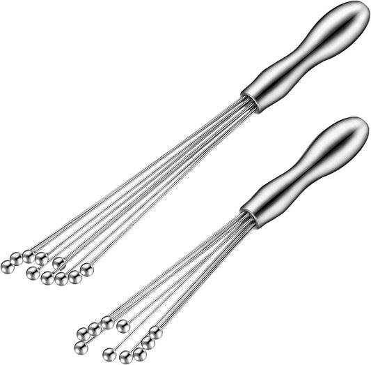 2 Pieces Ball Whisk Set 10-Inch and 12-Inch Stainless Steel Ball Whisk Wire Egg Whisks for Cooking, Blending, Whisking, Beating, Stirring(10 Inch, 12 Inch)