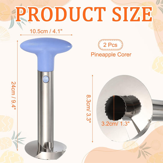 2 Pcs Pineapple Corer, 9.4x4.1 Inch Stainless Steel Upgraded Pineapple Core Remover Eye Removal Tool, Core Fruits for Home Kitchen, Light Purple
