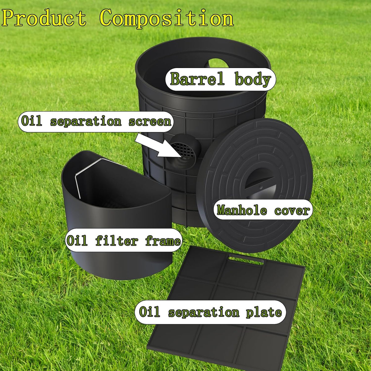 Grease Trap Commercial, Lightweight PE Plastic Grease (315-75/110)