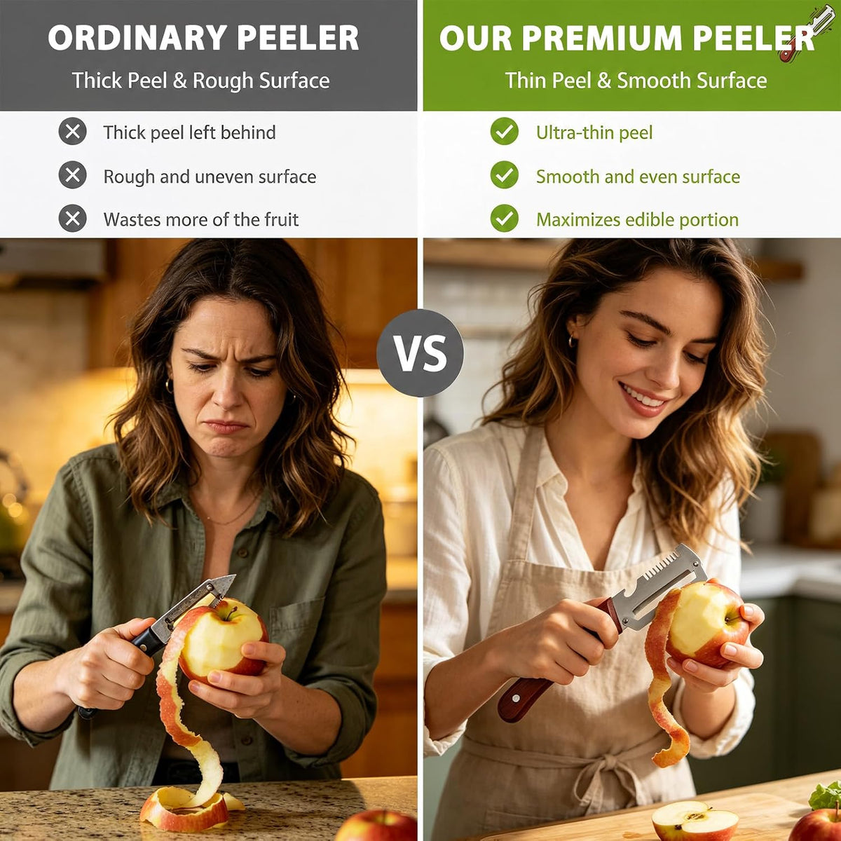 Premium Vegetable Peeler with Wooden Handle and Bottle Opener, 2026 New Multi-functional Vegetable Peeler, Kitchen Gadgets Tool for Fruit Pumpkin Peeling Potato Carrot Veggie Peeler