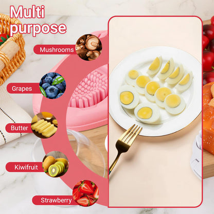 3 Slice Modes Egg Slicer for Hard Boiled Eggs, Stainless Steel Egg Cutter, 3-in-1 Kitchen Chopper Tool, Purple