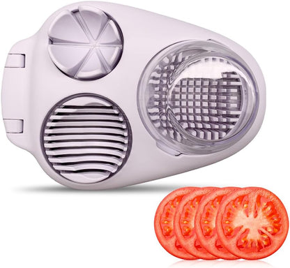 3 Slice Modes Egg Slicer for Hard Boiled Eggs, Stainless Steel Egg Cutter, 3-in-1 Kitchen Chopper Tool, Purple