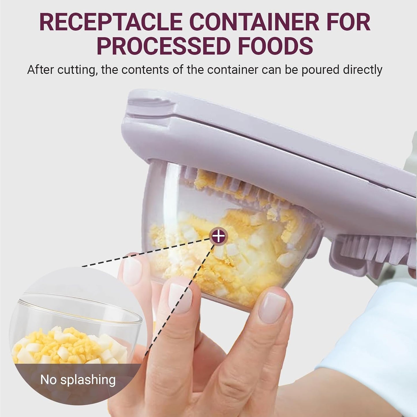 3 Slice Modes Egg Slicer for Hard Boiled Eggs, Stainless Steel Egg Cutter, 3-in-1 Kitchen Chopper Tool, Purple