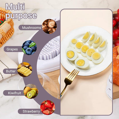 3 Slice Modes Egg Slicer for Hard Boiled Eggs, Stainless Steel Egg Cutter, 3-in-1 Kitchen Chopper Tool, Purple