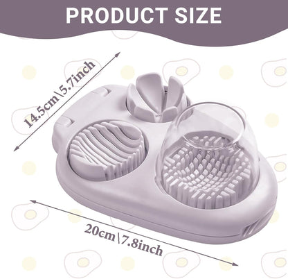 3 Slice Modes Egg Slicer for Hard Boiled Eggs, Stainless Steel Egg Cutter, 3-in-1 Kitchen Chopper Tool, Purple