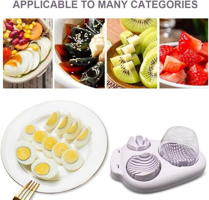 3 Slice Modes Egg Slicer for Hard Boiled Eggs, Stainless Steel Egg Cutter, 3-in-1 Kitchen Chopper Tool, Purple