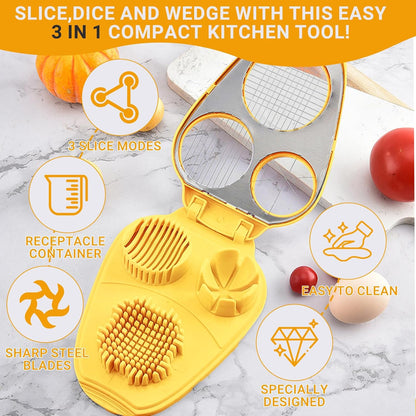 3 Slice Modes Egg Slicer for Hard Boiled Eggs, Stainless Steel Egg Cutter, 3-in-1 Kitchen Chopper Tool, Purple