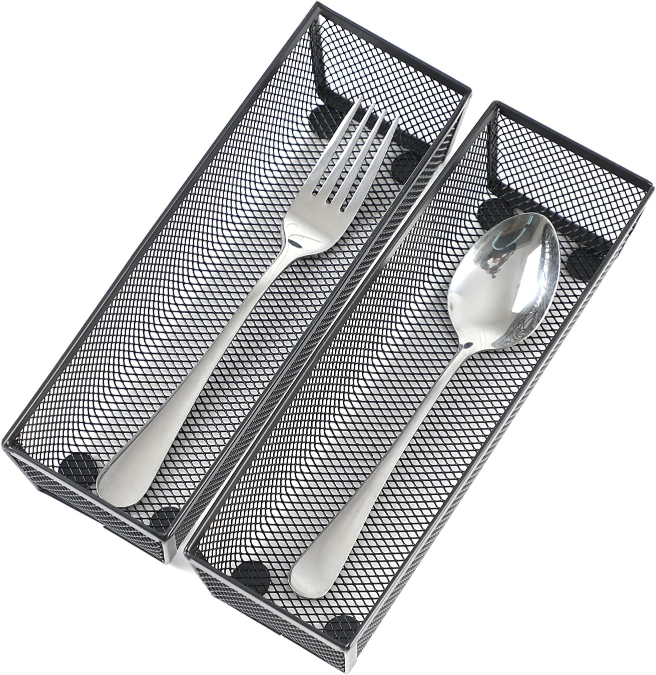 3 Pack Mesh Flatware Drawer Organizer for Kitchen/Office/Home Tools,Spoon Knife Fork Organizers Box Utensil Tabletop Storage Tray (12 x 6 x 2 Inch)